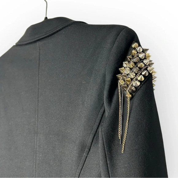 Studio F. Black Blazer with Studded Shoulder Detail - Picture 4 of 8